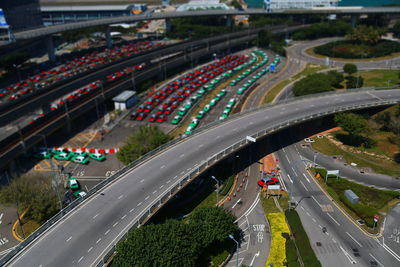 High angle view of traffic on road
