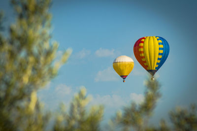 Low angle view of hot air balloon against sky