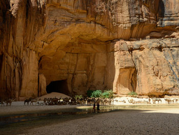 View of rock formation in cave