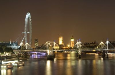 River against illuminated buildings