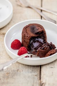 Close-up of ice cream in plate on table