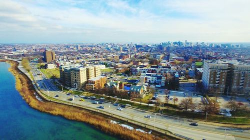 High angle view of cityscape