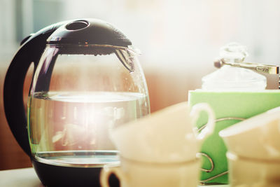 Close-up of coffee served on table