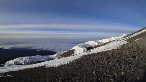 Scenic view of sea against sky during winter