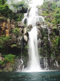 Scenic view of waterfall in forest