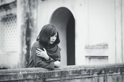 Portrait of woman on bridge