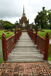 View of temple on building against sky