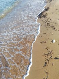 High angle view of surf on beach