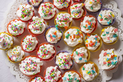 Close-up of cupcakes on table