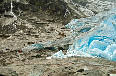 Scenic view of snow on rocks