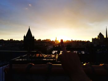 Buildings at sunset