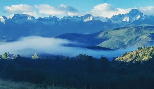 Scenic view of mountains against sky