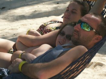 People relaxing on beach