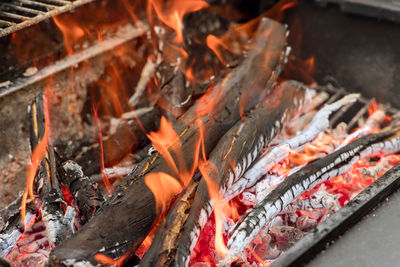 Close-up of meat on barbecue