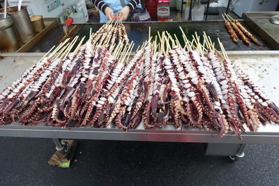 High angle view of fish in market