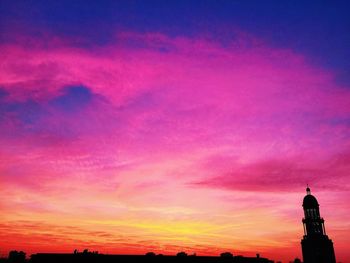 Low angle view of cloudy sky at sunset