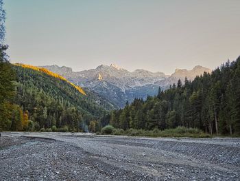 Scenic view of mountains against clear sky