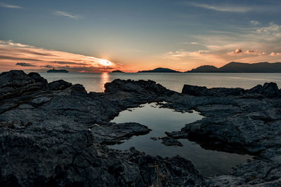 Scenic view of sea against sky during sunset