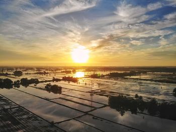 Scenic view of landscape against sky during sunset