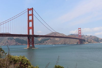 Suspension bridge over river