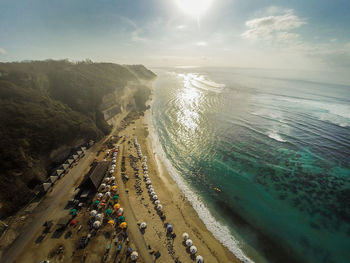 High angle view of beach against sky