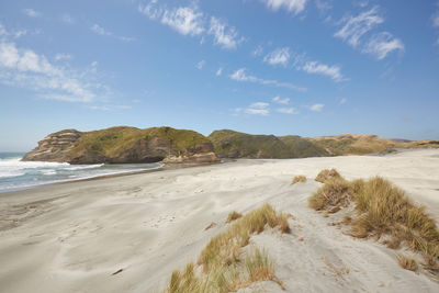 Scenic view of beach against sky