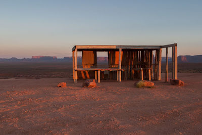 Built structure at monument valley