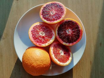 High angle view of fruits on table