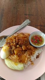 Close-up of food on table