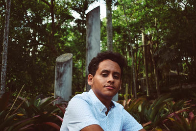 Portrait of man in park