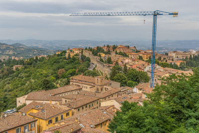 High angle view of townscape against sky