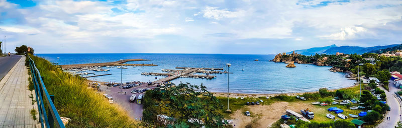 High angle view of beach against sky