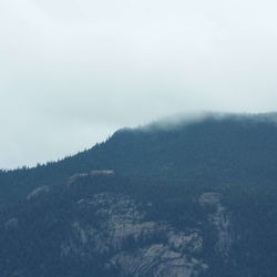 Scenic view of mountains in foggy weather