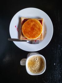 High angle view of coffee on table