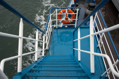 High angle view of ship on sea