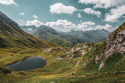 Scenic view of mountains against sky