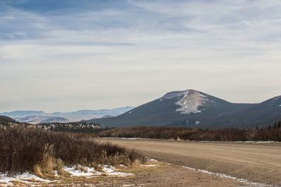 View of road leading towards mountains