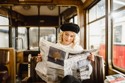 Man sitting in train