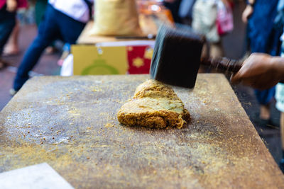 Close-up of food on table