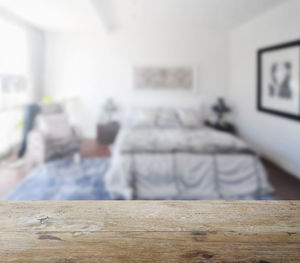 Close-up of sofa on table at home