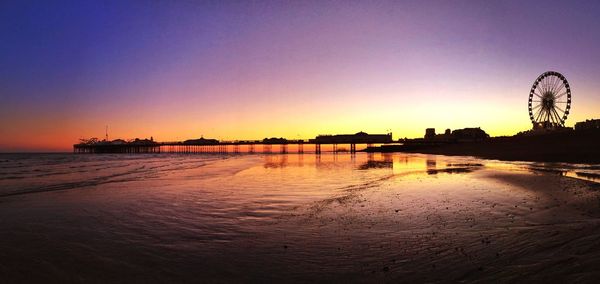 Scenic view of sea at sunset