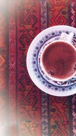 High angle view of coffee on table