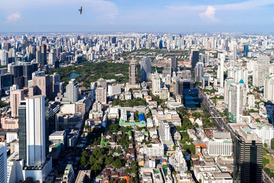 Aerial view urban tower bangkok city thailand , blue sky background , cityscape thailand