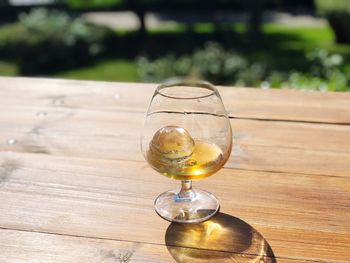 Close-up of wine glass on table