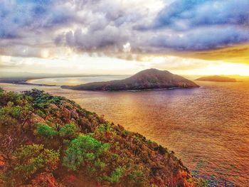 Scenic view of sea against sky during sunset