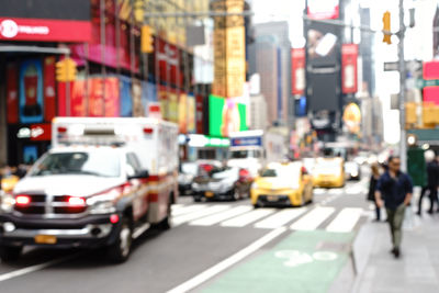 Cars on road in city