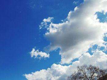 Low angle view of clouds in blue sky