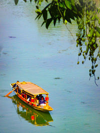 High angle view of women in lake