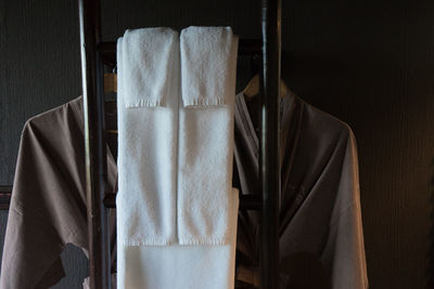 Close-up of clothes and towels at home