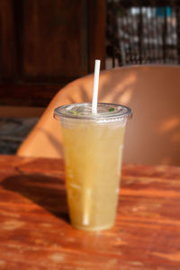 Close-up of drink in glass on table